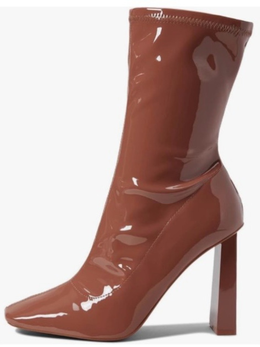 Aldo Glossy Mid-Calf Block Heel Boots in Chestnut Pink Size 6.5 - Picture 3 of 16